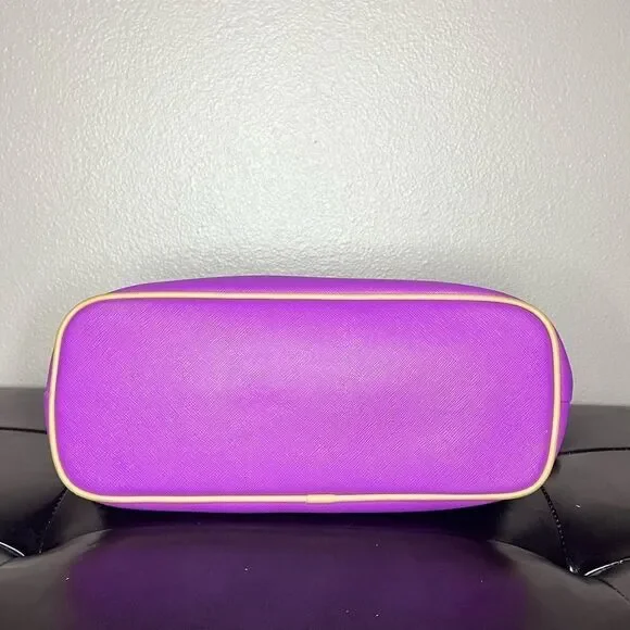 Giani Bernini Saffiano Bright Purple Tote Bag Leather Purse Medium Sized - Picture 4 of 15